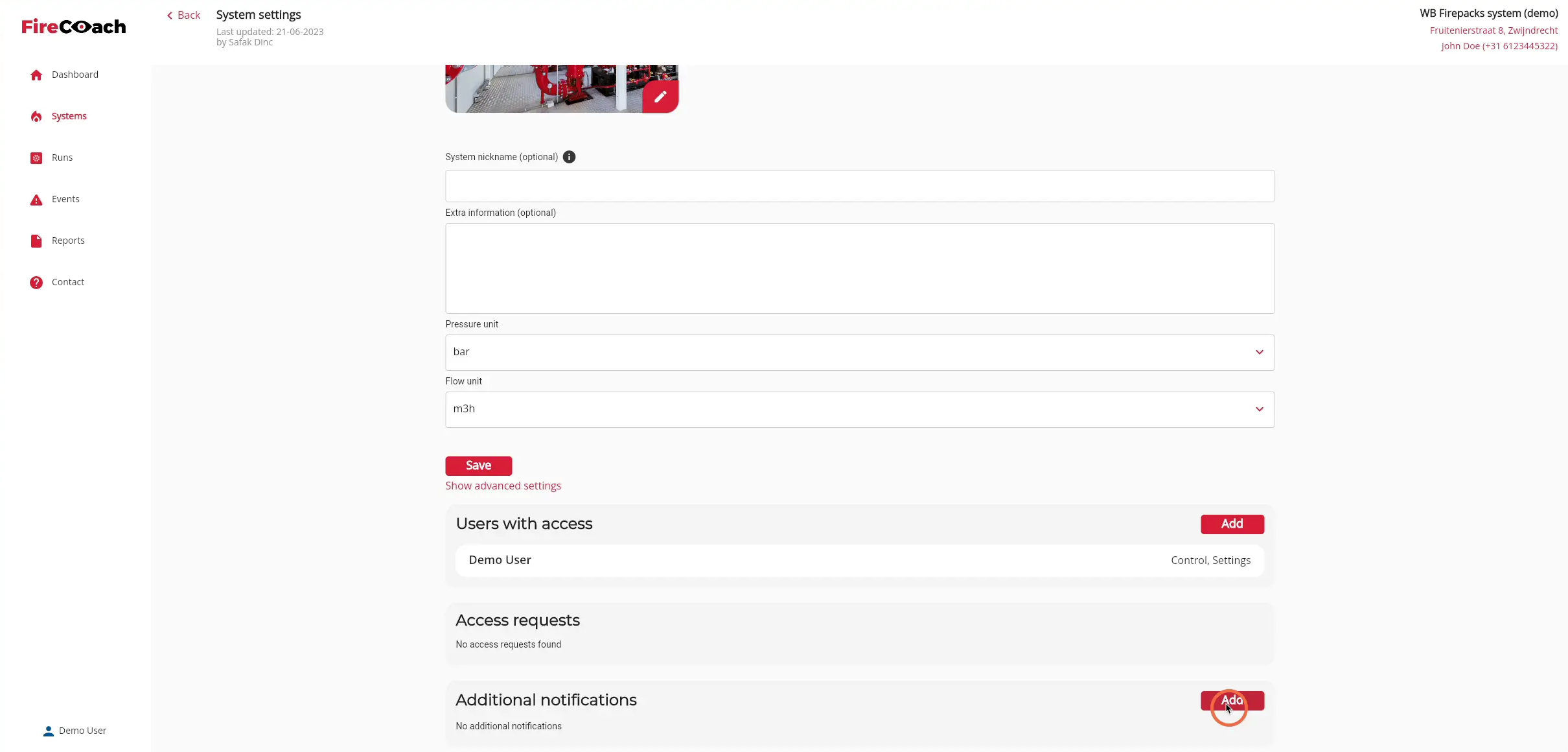 Click on 'Add' in the Additional notifications box