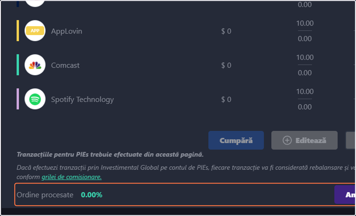 O data ce ordinele se vor executa, se va modifica progress bar-ul.