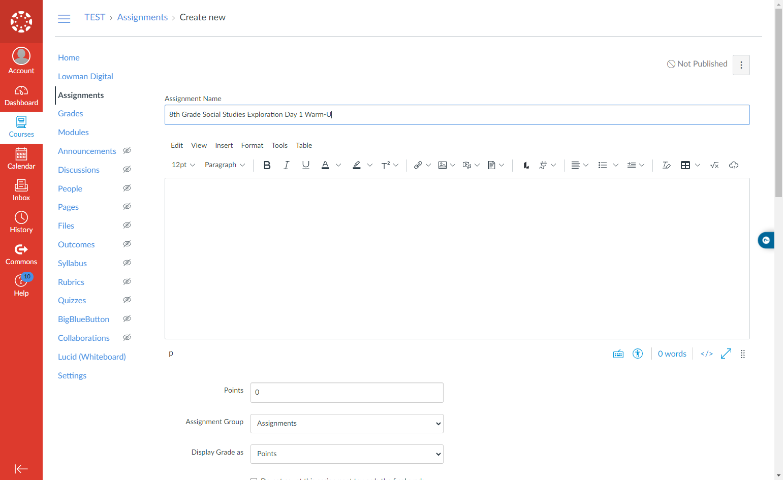Create a name for the assignment