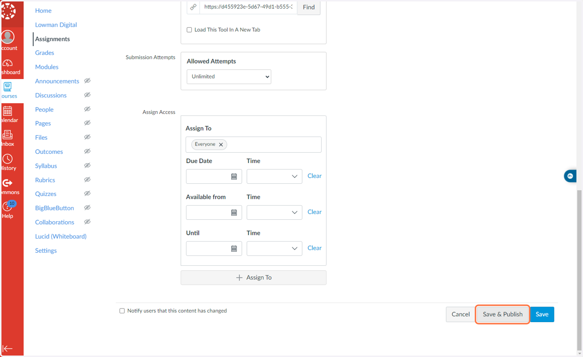 Click on Save & Publish