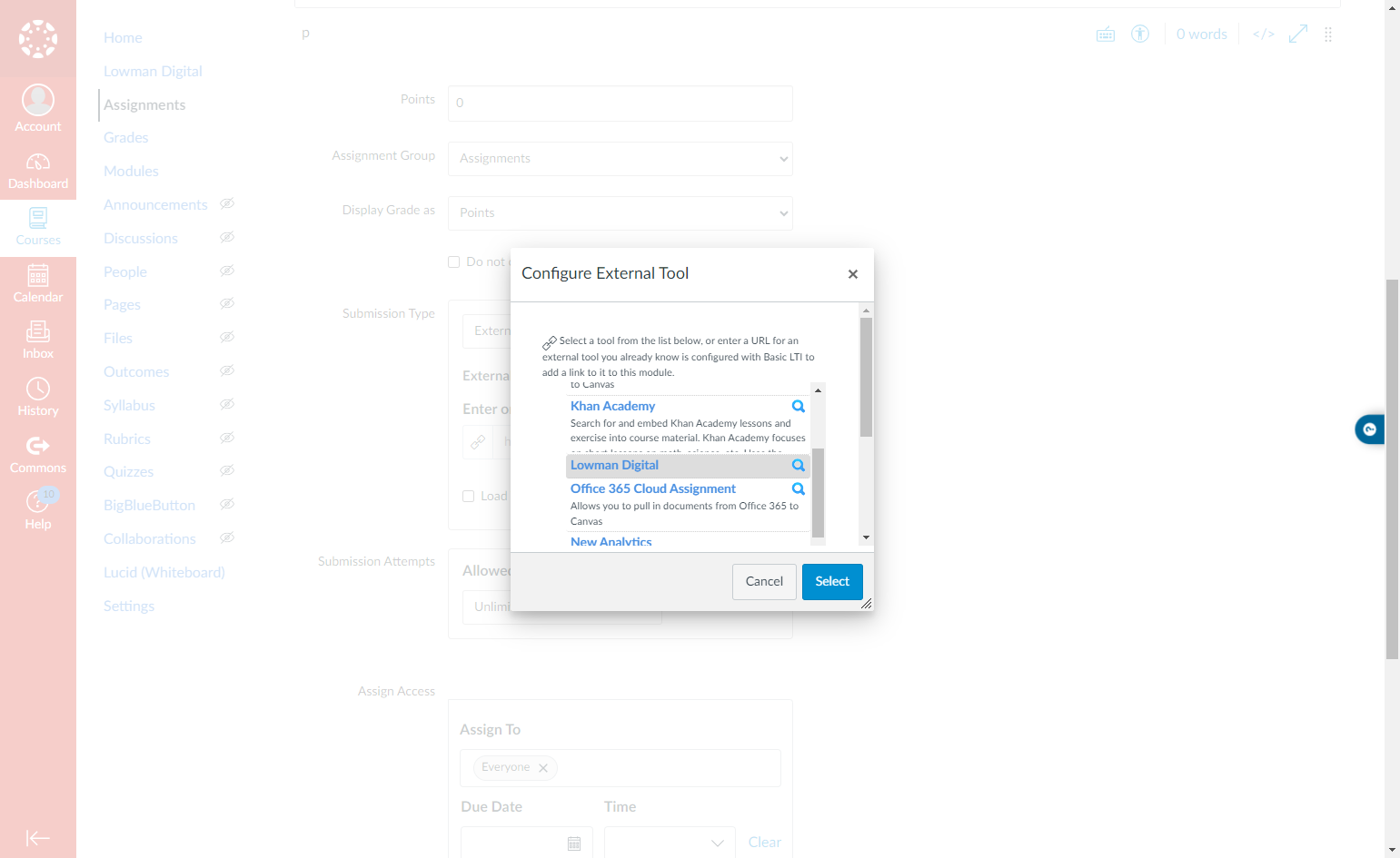 Click Select on the next screen