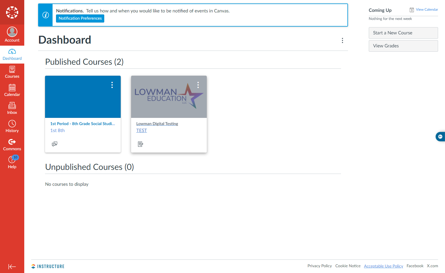 Select a published course