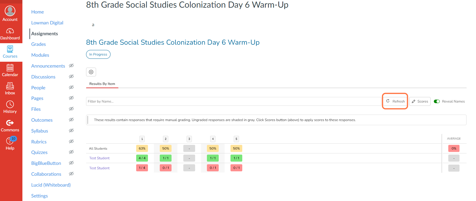 View student scores