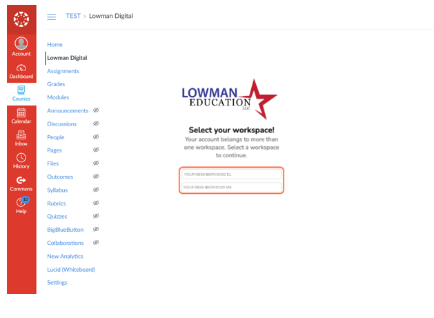 Click on Lowman Digital in the left menu under courses