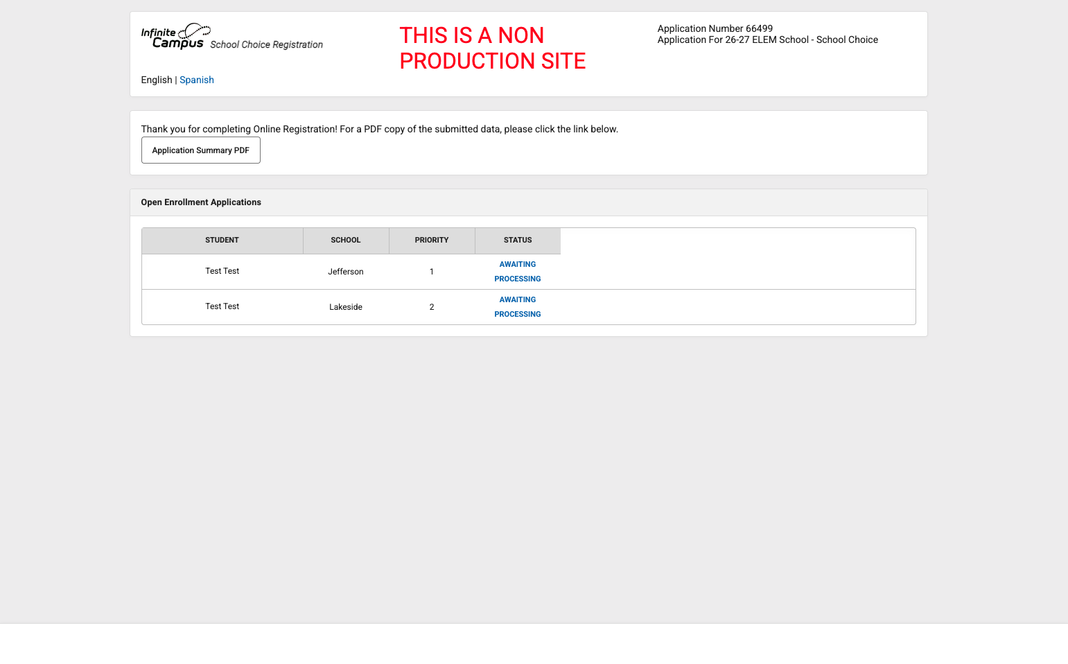You will see that the applications are awaiting processing