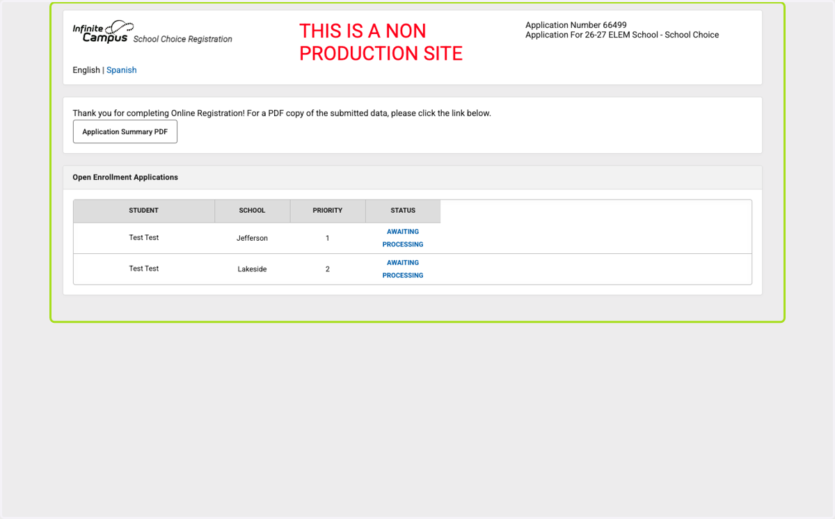 You will see that the applications are awaiting processing