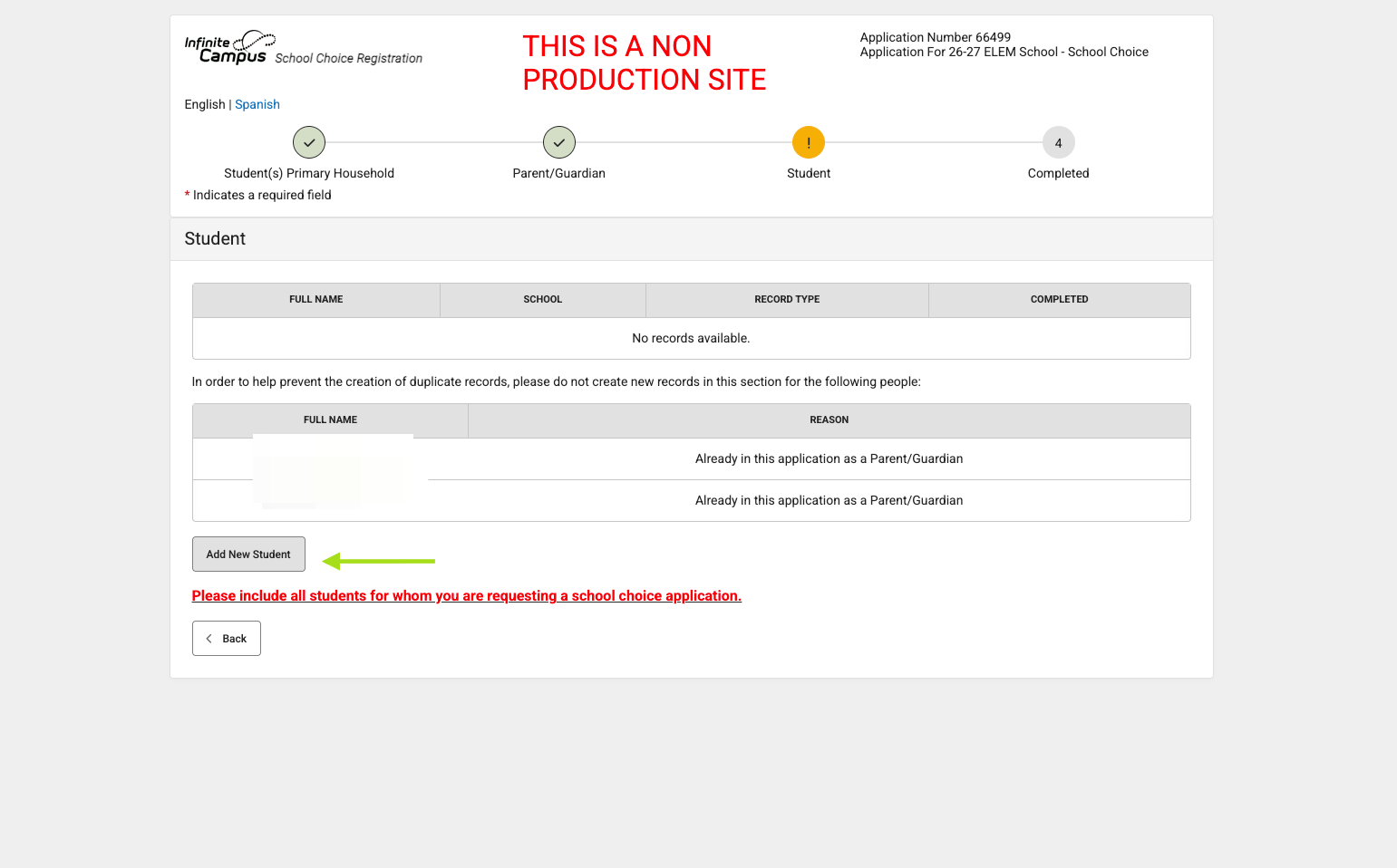 Click on Add New Student