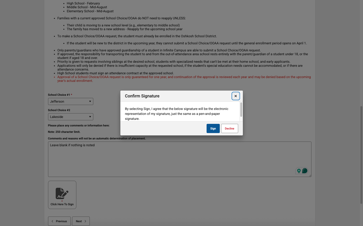 Click on Sign