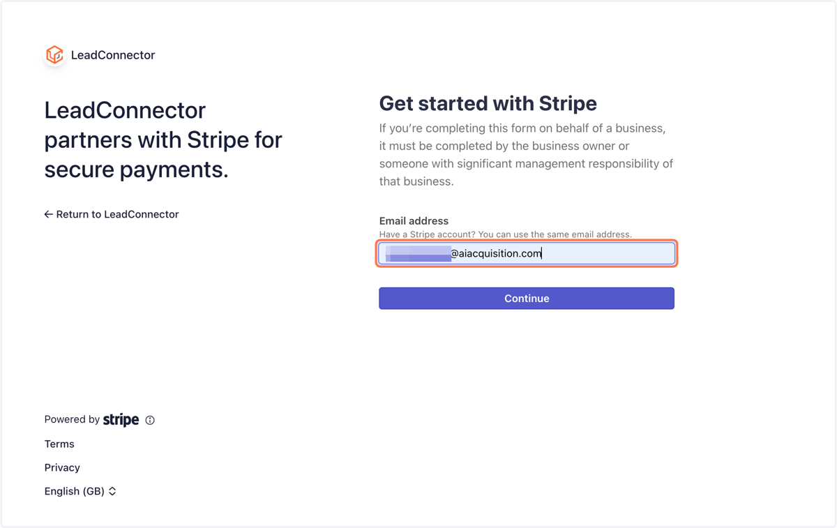 A new tab will open, type your email address