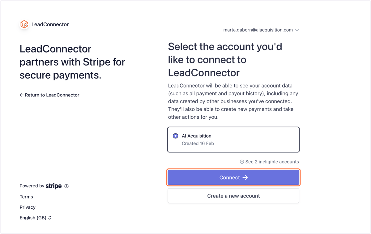 Click on Connect