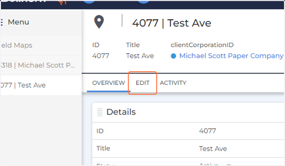 To Edit a pre-existing Location, Click Edit