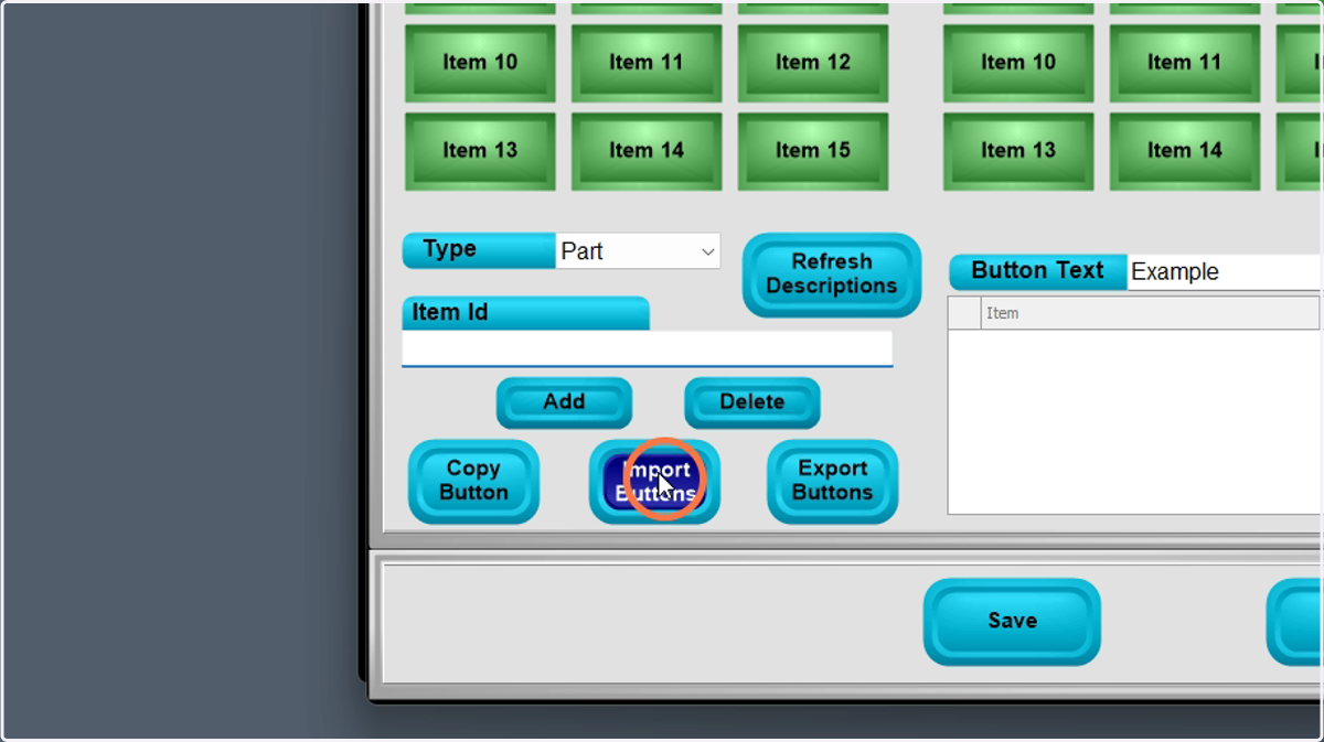 On the new station, press Import Buttons