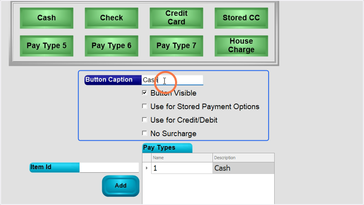 Enter the button name and select the appropriate checkboxes