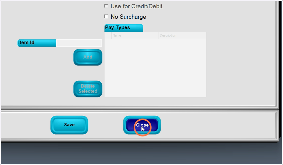 Close to return to the POS menu