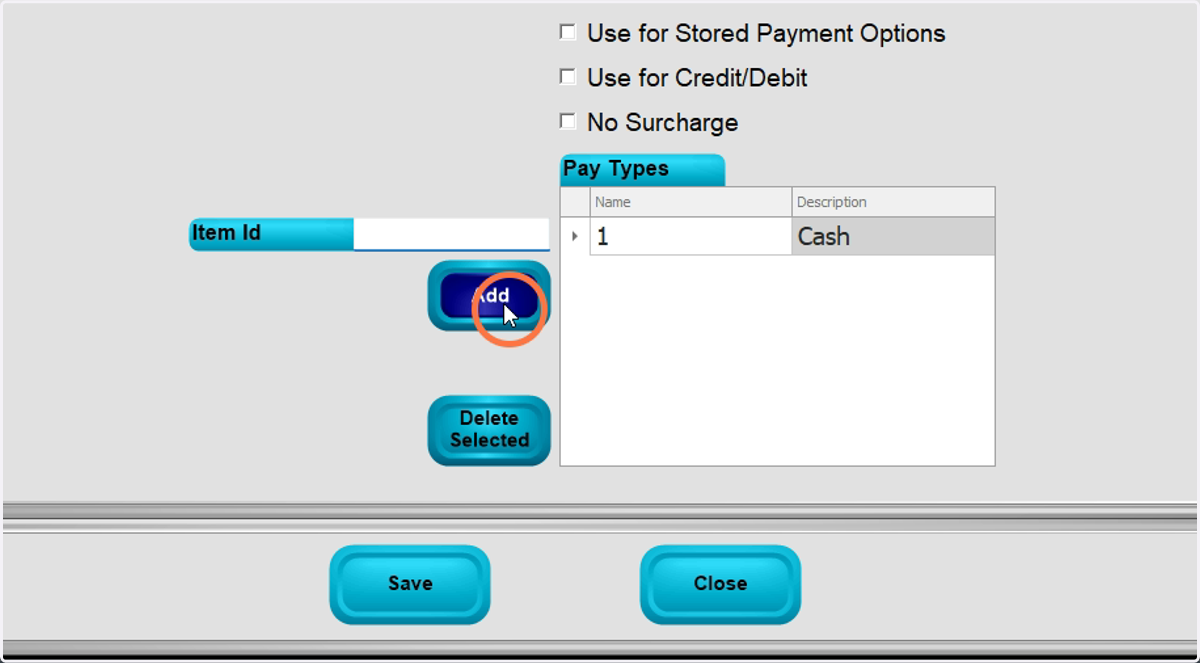 Add the pay type