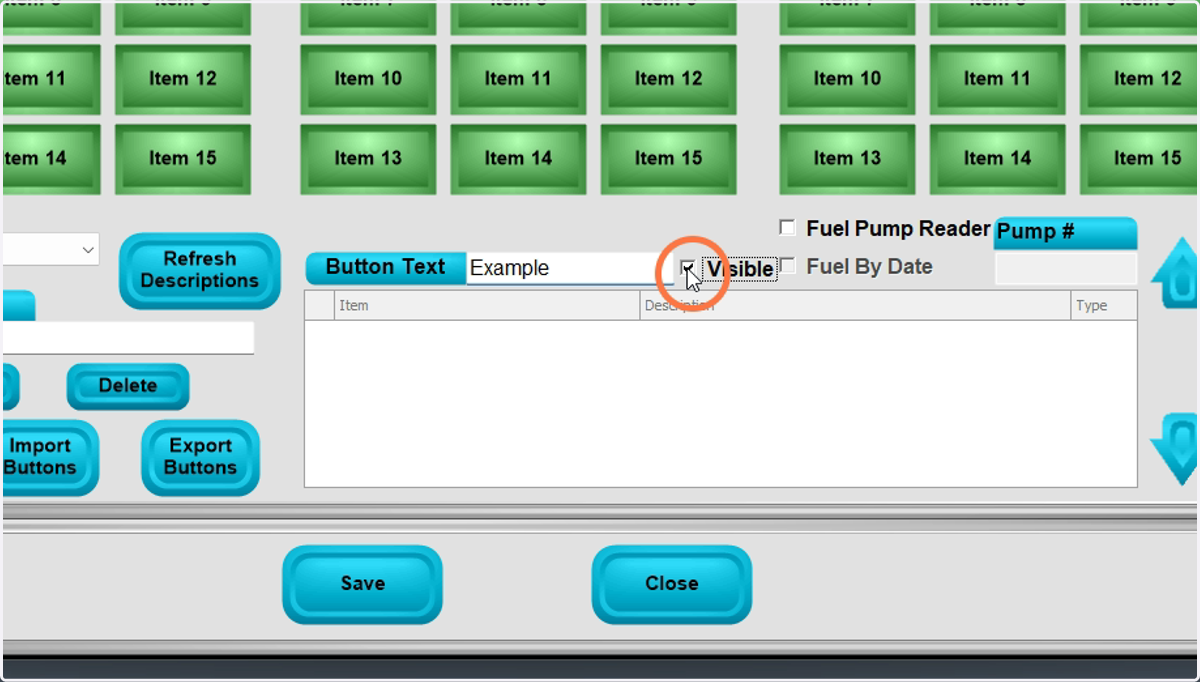 Select the "Visible" box to show the button on POS