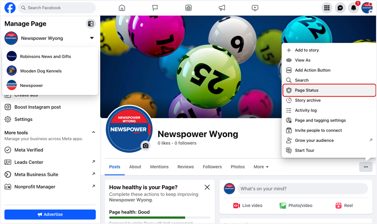 Click on Page Status