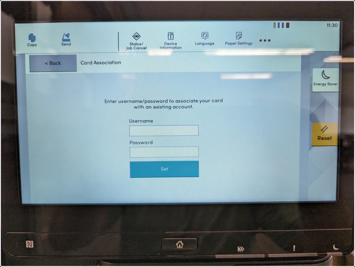 The first time you use your key fob it will ask you to associate that specific fob to a user account. You do this by entering your computer credentials like haightij. Do not put @kalamazoopublicschools.net. The password screen defaults to capital let