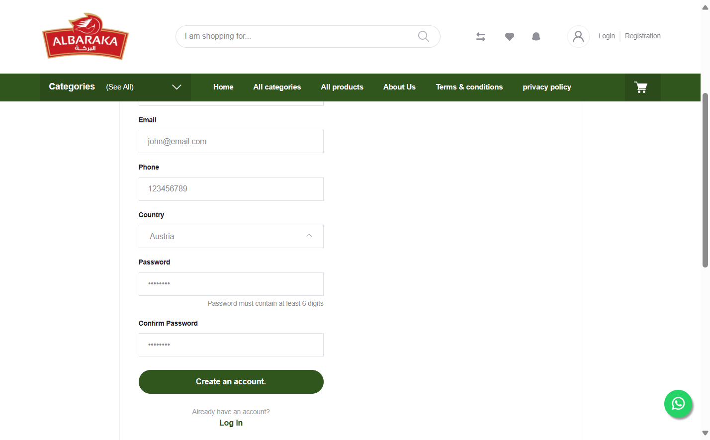 Click on Create an account.