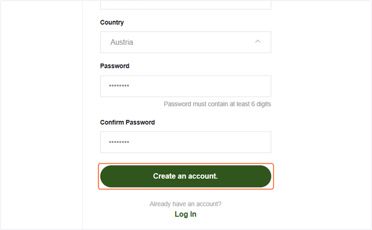 Click on Create an account.