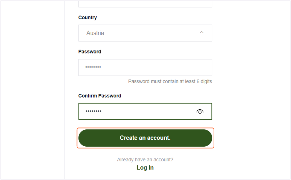Click on Create an account.