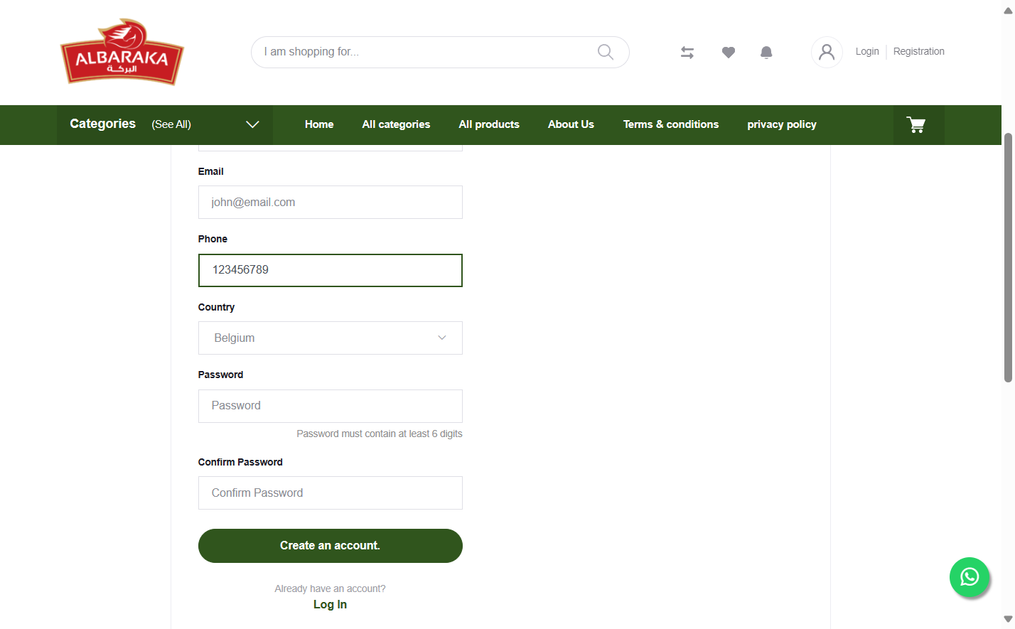 Select the dropdown menu to choose your country