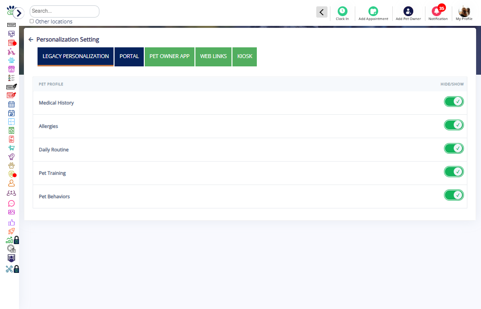 Go to the "Portal submenu"