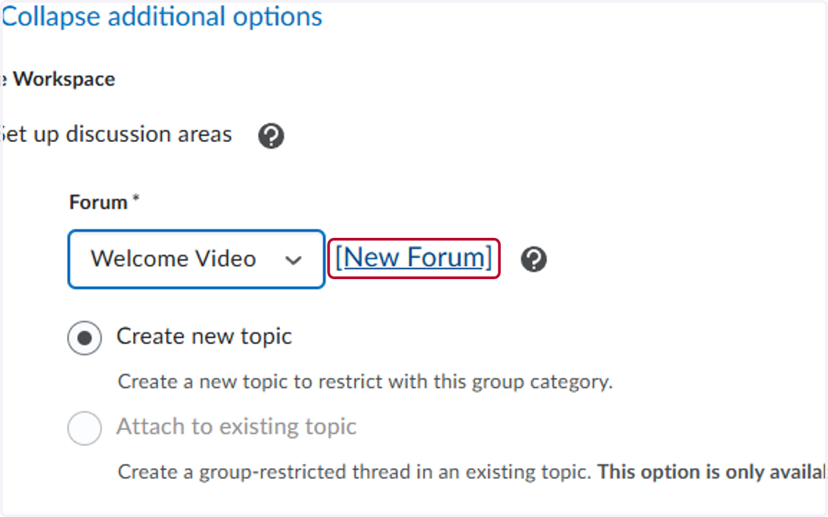 Choose an existing forum or create a new one