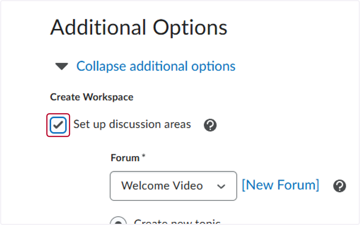 Check Set up discussion areas