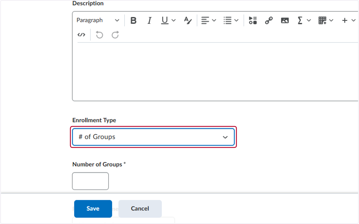 Select # of Groups from Enrollment Type