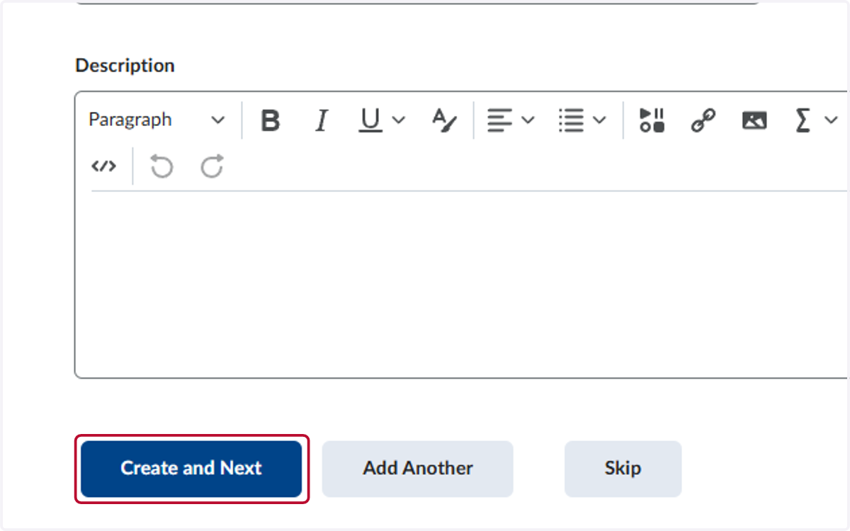 Click on Create and Next