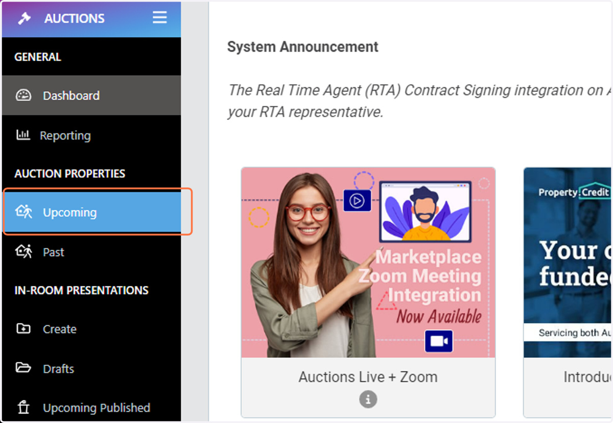 From the left-hand side menu select the heading "Upcoming"