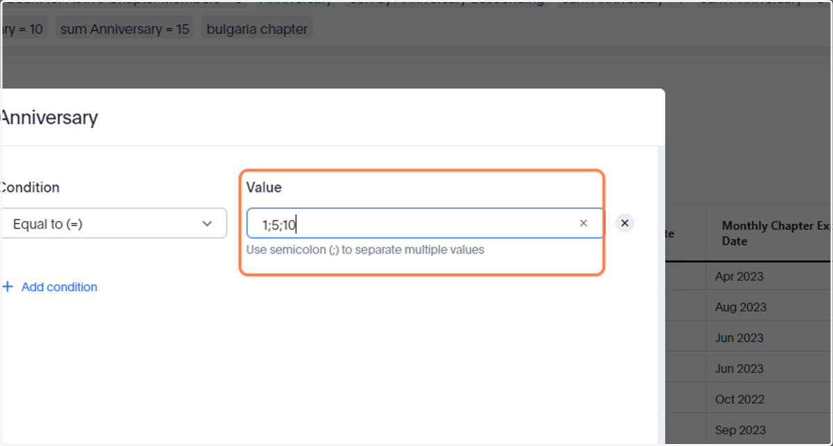 You may adjust the numerical figures by selecting the 'Filter' option