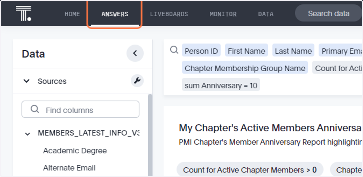 Click on ANSWERS to find your modified liveboard aka Answer