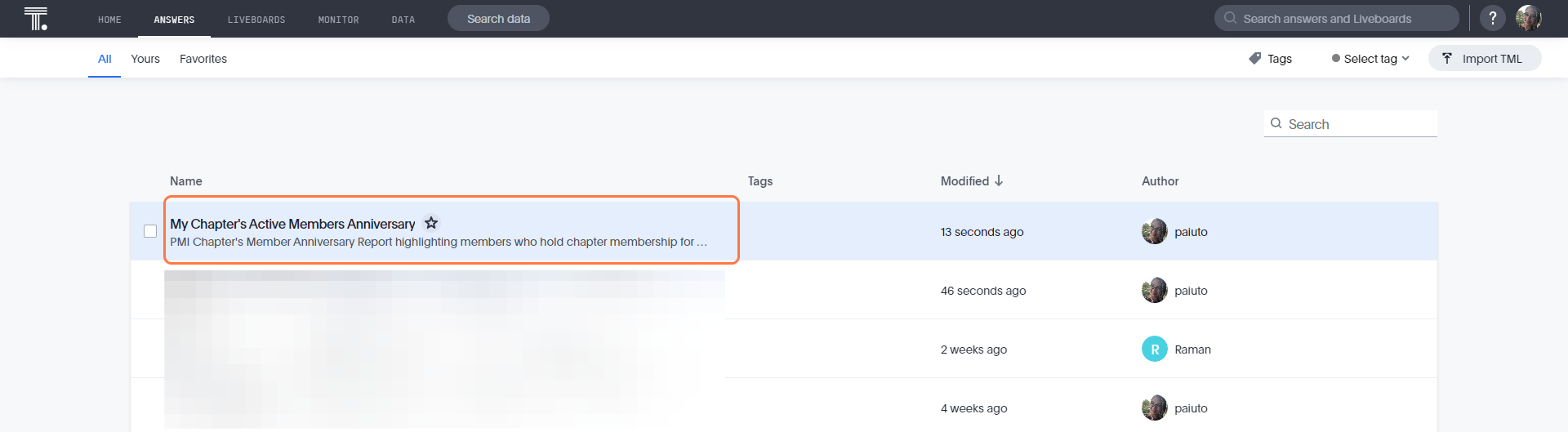 See Your Modified Liveboards here known as 'Answers'