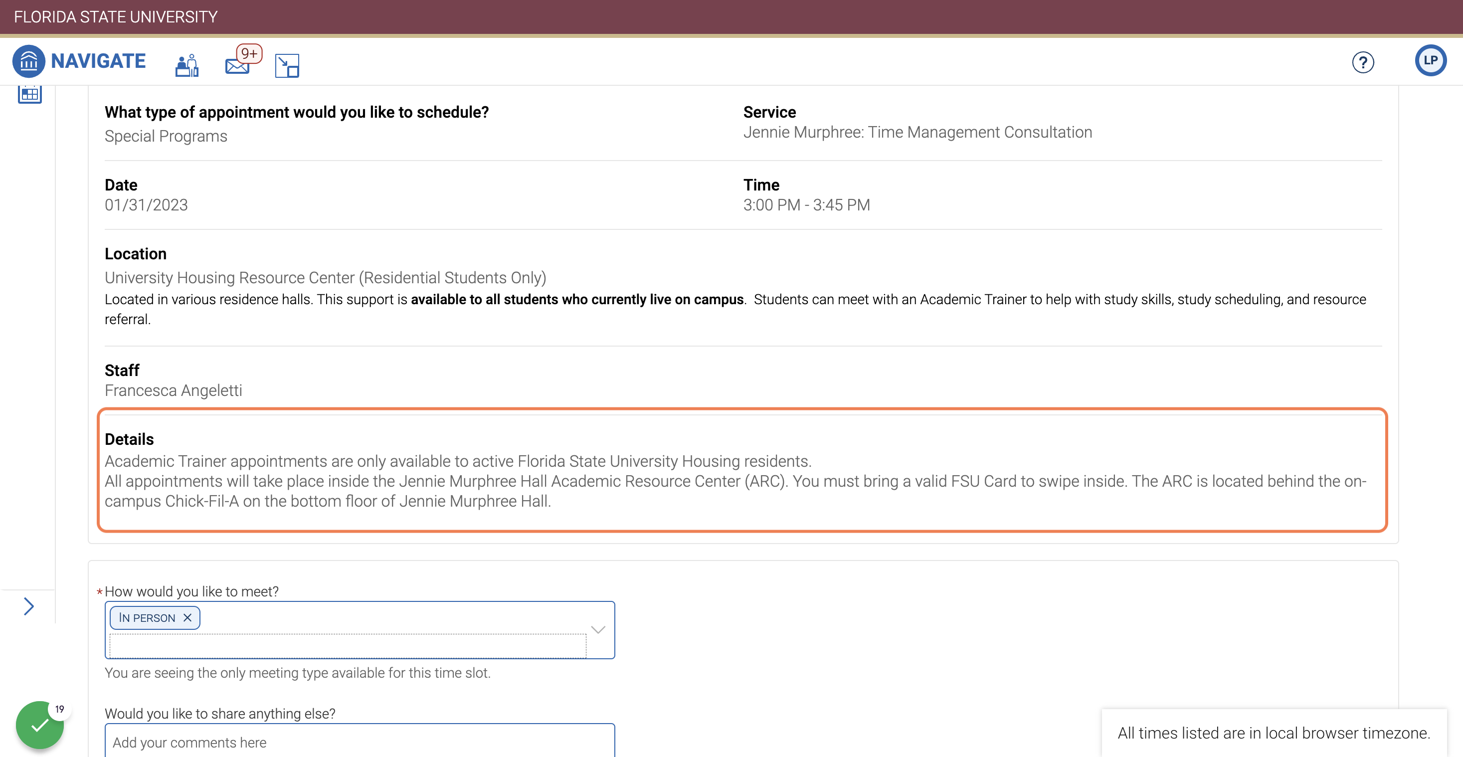 Review the Appointment Details