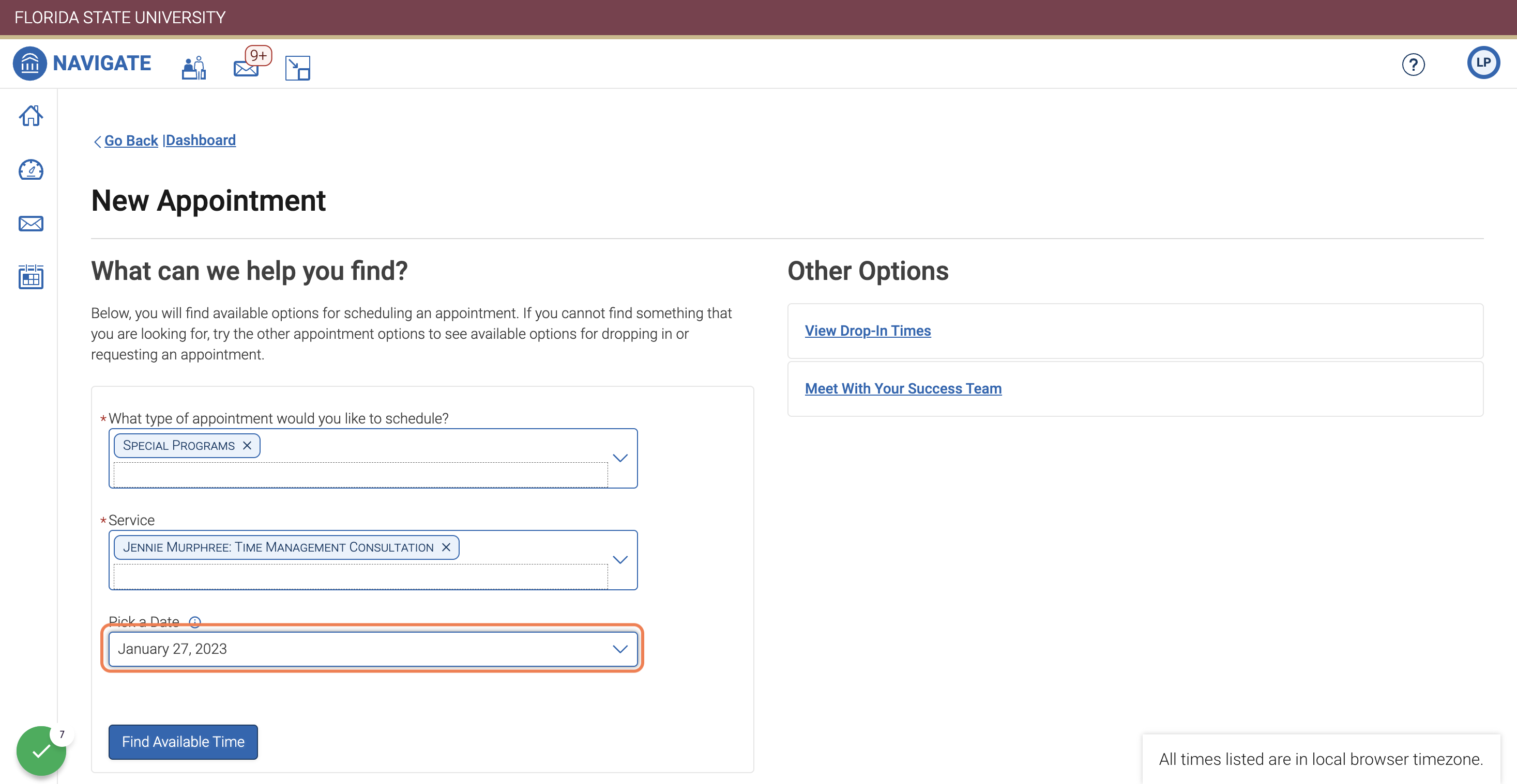 Select a date and that works best for your schedule.