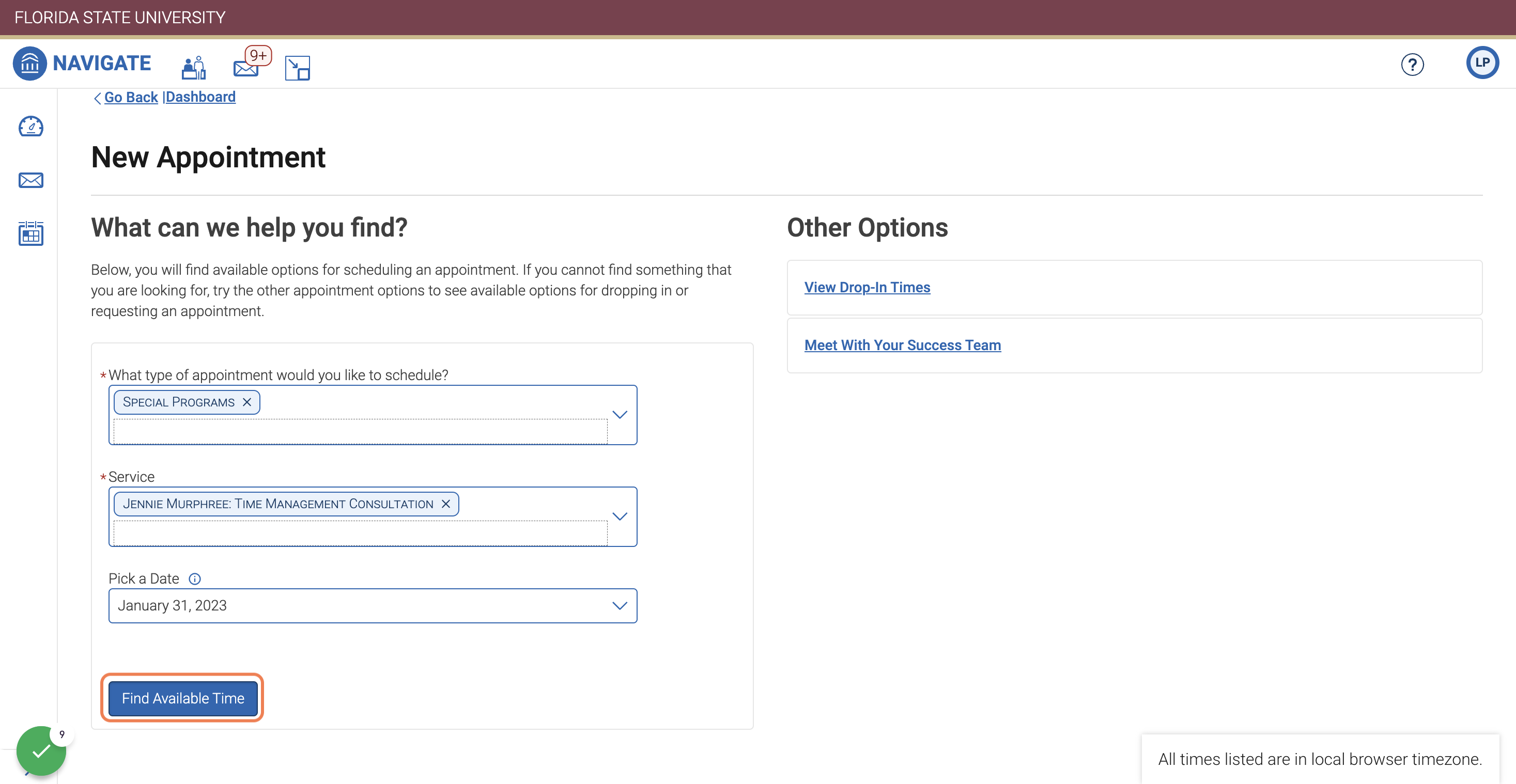 Click on Find available Time