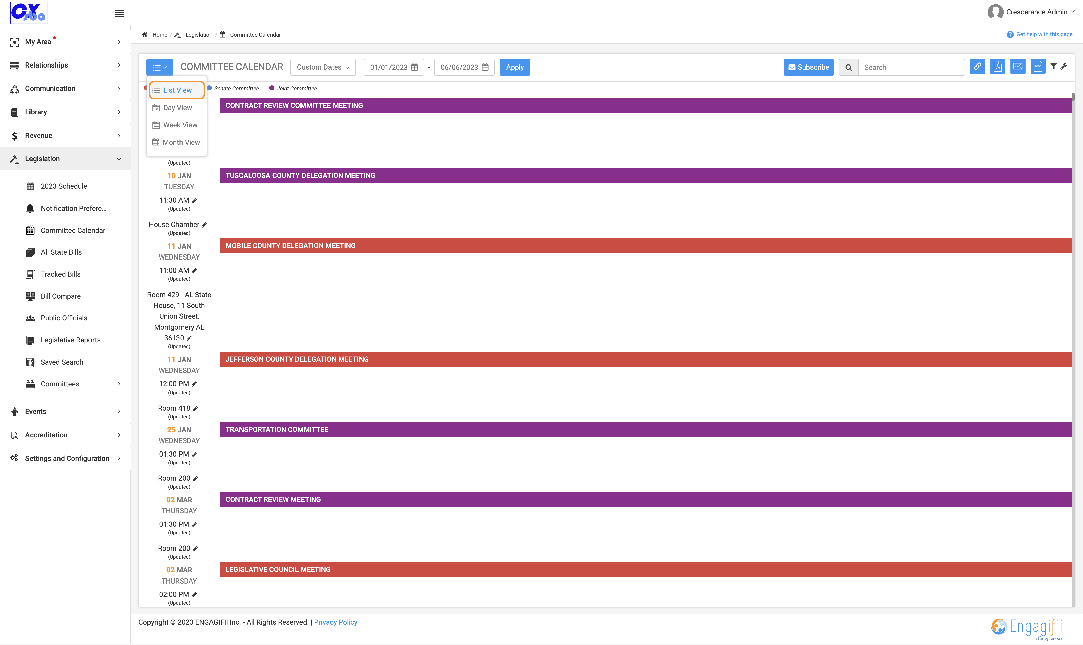If you want to see a full view of the calendar, Click on List View