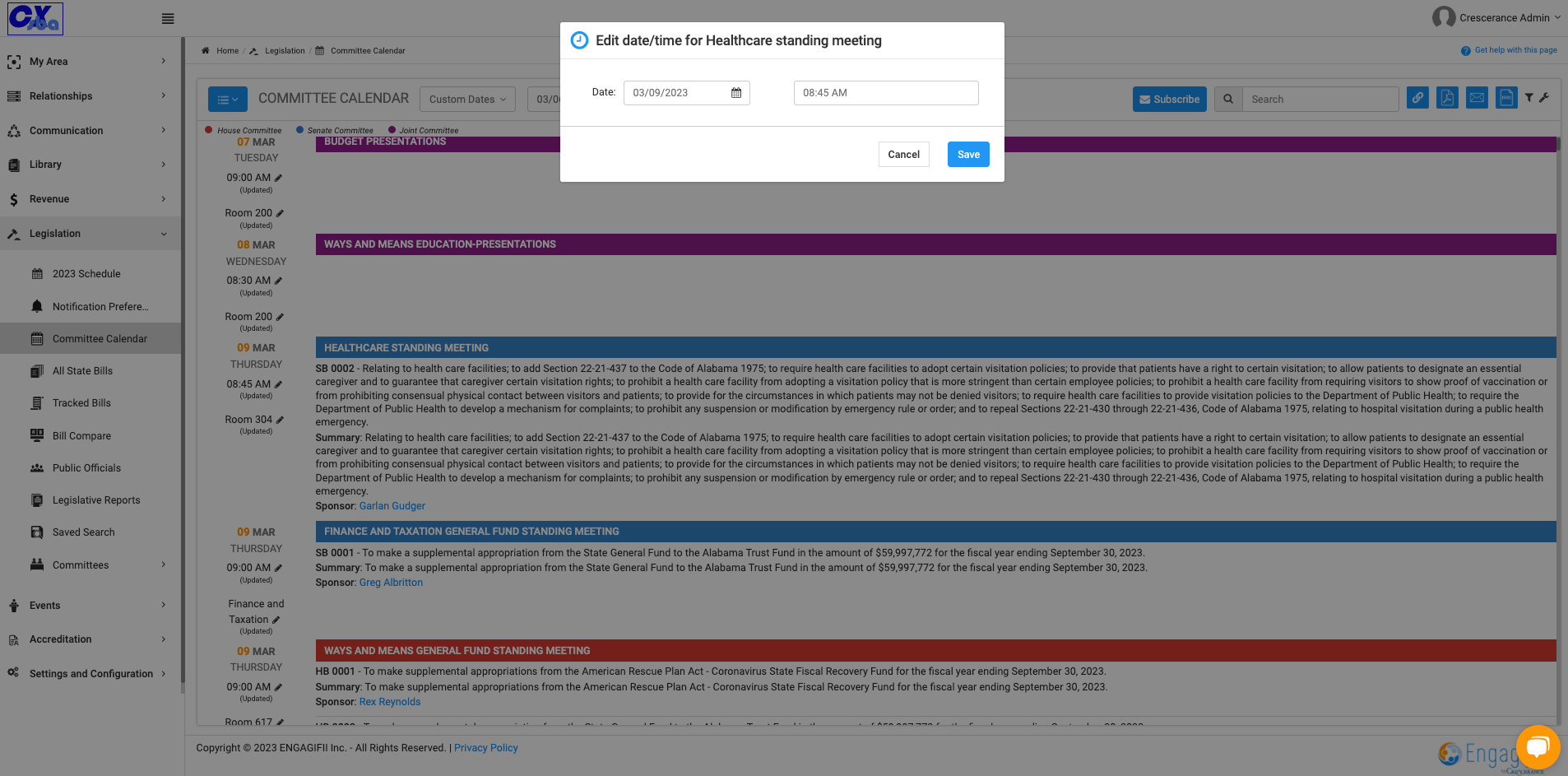Update the date/time for the meeting