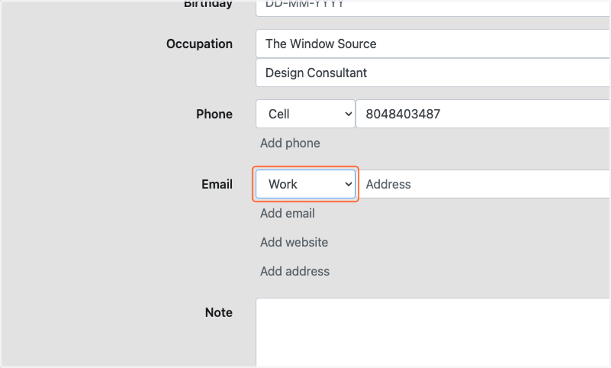 Select Work from Email
