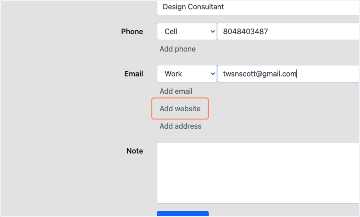 Click on Add website