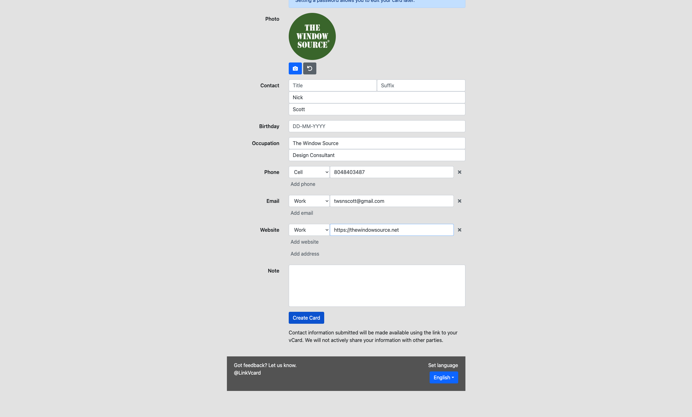 Click on Create Card