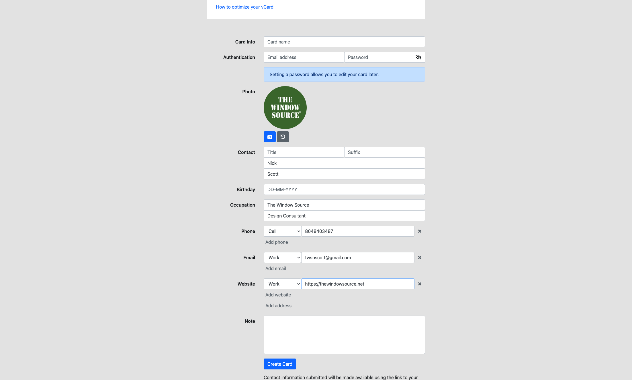 Type location's website