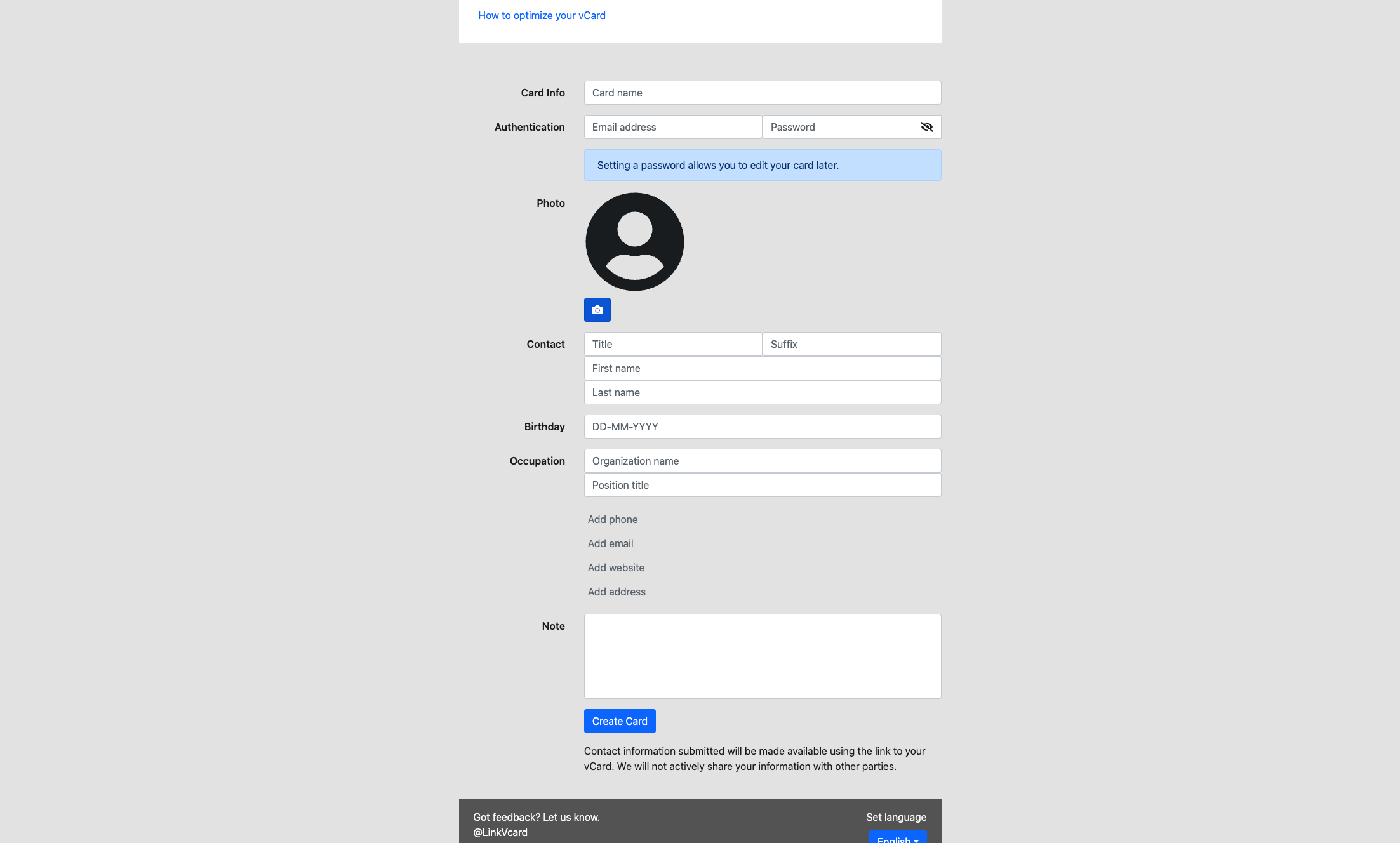 (optional) Click on Select an image