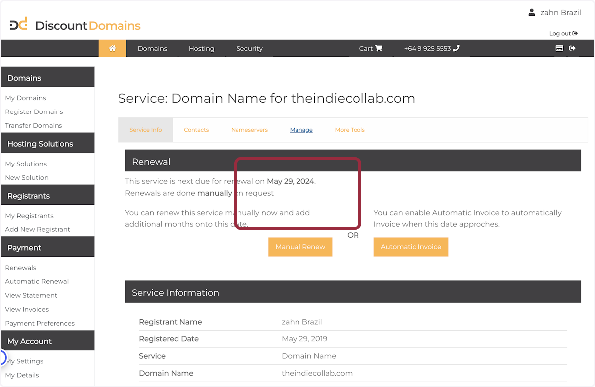 Find the DNS settings and click on Manage