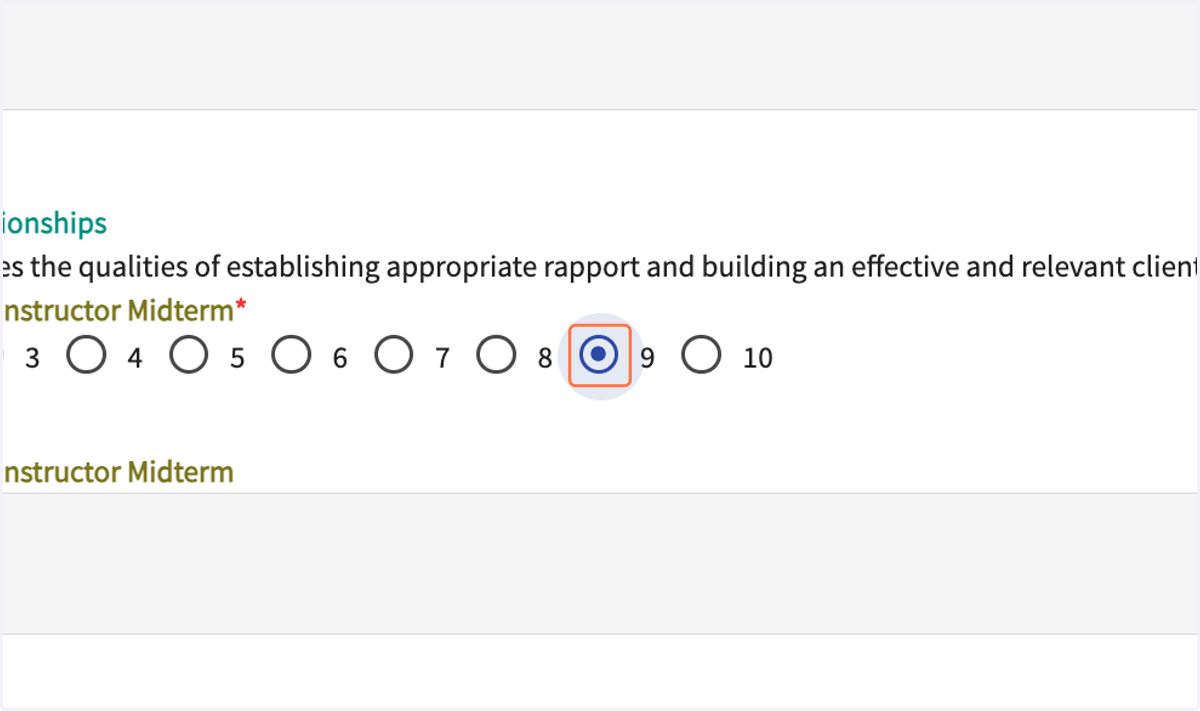 A score is required for each item.