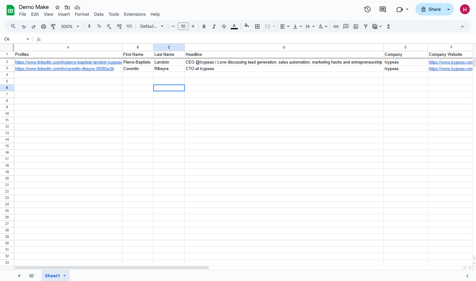 You will see the results appeared into your Google Sheet table.