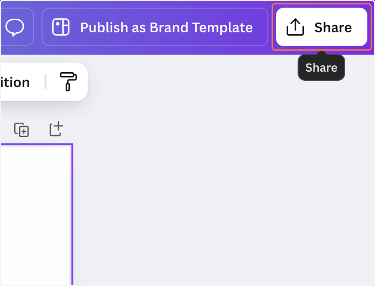 To download your customized brand board, click "Share" in the top right