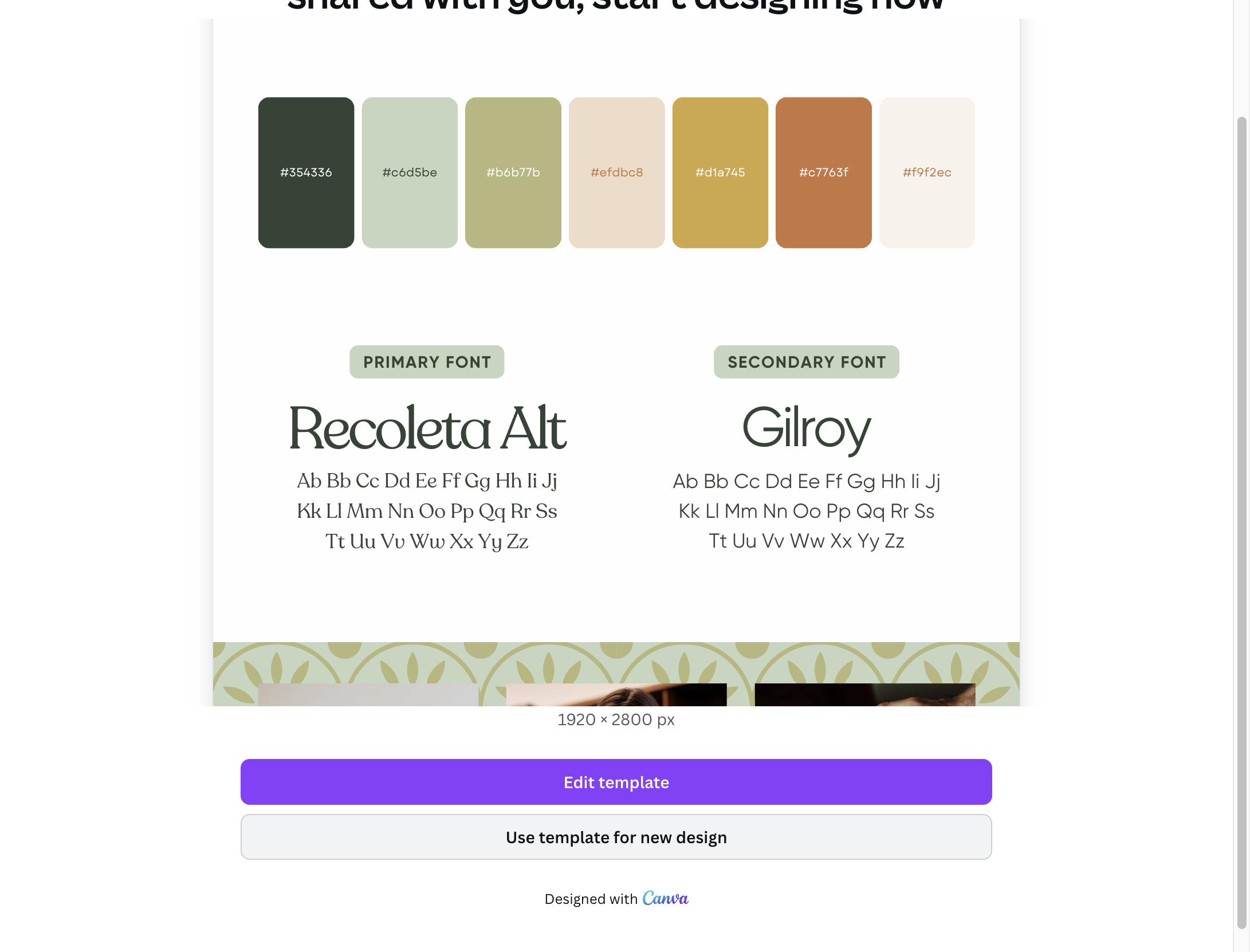 Click "Use template for new design"